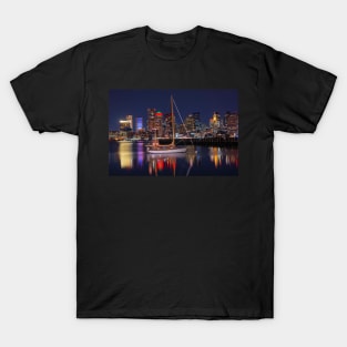 East Boston MA Boston Skyline Lit up for Christmas T-Shirt